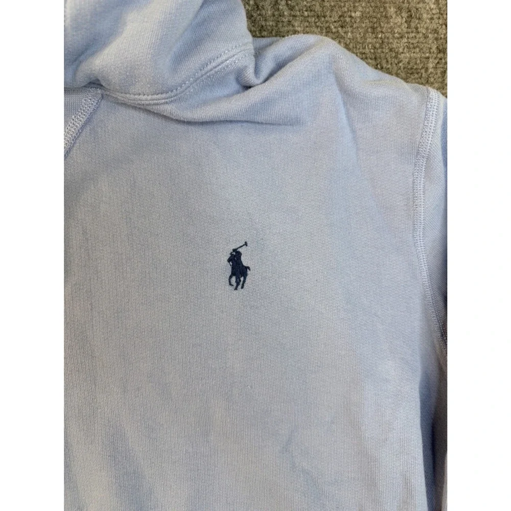 Polo Ralph Lauren Mens Size M Blue Fleece Hoodie Pullover Sweatshirt Embroidered - Picture 2 of 7